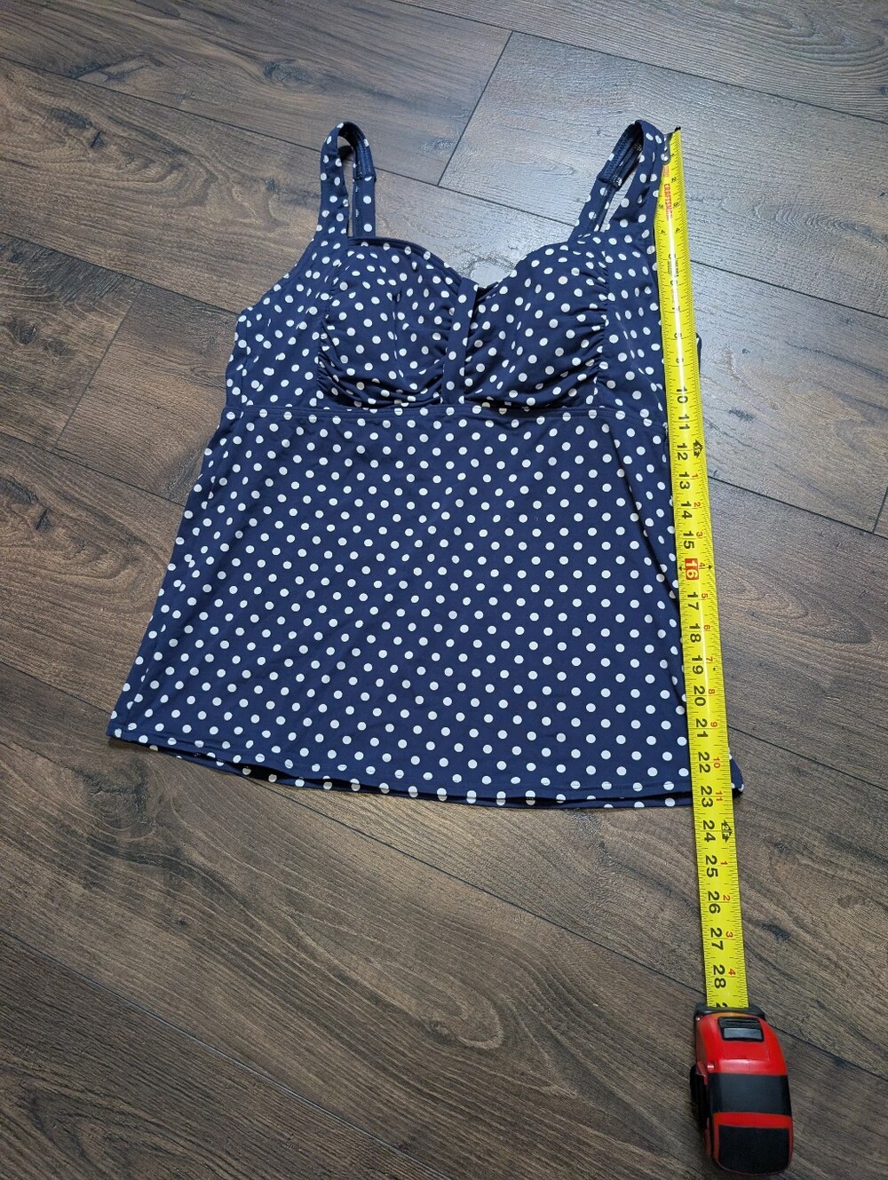 Lands' End Navy and White Polka Dot Tankini Camisole Size 14D - Picture 3 of 7